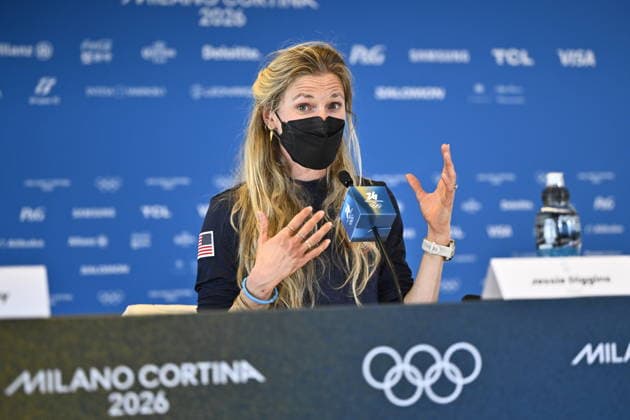 VAL DI FIEMME, ITALY 20260205 Jessie Diggins, USA, during a press conference, PK, Pressekonferenz before the start of the Olympics. *** The image is included in the SPORTS PACKAGE. For others PAYMENT IMAGE ** VAL DI FIEMME ITALY x10430x *** VAL DI FIEMME, ITALY 20260205 Jessie Diggins, USA, during a press conference before the start of the Olympics The image is included in the SPORTS PACKAGE For others PAYMENT IMAGE VAL DI FIEMME ITALY x10430x  Copyright: xChristinexOlsson TTx 2026 OLYMPICS CROSS-COUNTRY SKIING