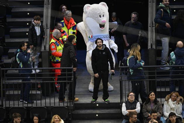 Winter Olympics - Ice hockey, Eishockey Women - France v Italy The mascot during to the Ice Hockey Women s Preliminary Round Group B match between France and Italy at Milano Santagiulia Ice Hockey Arena as part of the Olympic Winter games, Winterspiele,Spiele, Summer games Milano Cortina 2026 on February 5, 2026 in Milan, Italy. Photo by JMP ABACAPRESS.COM unknown  Copyright: xJMP ABACAx