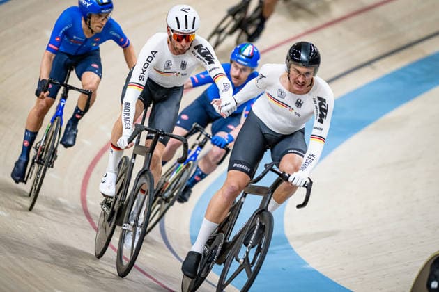 AUGENSTEIN Moritz, KLUGE Roger: UEC Track cycling, Rad, Radsport, Bahnrad, Bahn European Championships Konya 2026 AUGENSTEIN Moritz - KLUGE Roger ( GER ) Germany Querformat - quer - horizontal - Landscape - Event Veranstaltung: UEC Track Cycling European Championships 2026 - Category Kategorie: Cycling - Track Cycling European Championships - Location Ort: Asia - Türkiye - Konya - Discipline: Madison - Category: Elite Men - Distance: 50 km - Date Datum: 05.02.2026 Thursday Day 5 -