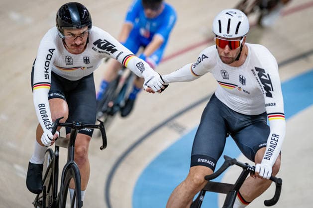 AUGENSTEIN Moritz, KLUGE Roger: UEC Track cycling, Rad, Radsport, Bahnrad, Bahn European Championships Konya 2026 AUGENSTEIN Moritz - KLUGE Roger ( GER ) Germany Querformat - quer - horizontal - Landscape - Event Veranstaltung: UEC Track Cycling European Championships 2026 - Category Kategorie: Cycling - Track Cycling European Championships - Location Ort: Asia - Türkiye - Konya - Discipline: Madison - Category: Elite Men - Distance: 50 km - Date Datum: 05.02.2026 Thursday Day 5 -