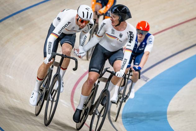AUGENSTEIN Moritz, KLUGE Roger: UEC Track cycling, Rad, Radsport, Bahnrad, Bahn European Championships Konya 2026 AUGENSTEIN Moritz - KLUGE Roger ( GER ) Germany Querformat - quer - horizontal - Landscape - Event Veranstaltung: UEC Track Cycling European Championships 2026 - Category Kategorie: Cycling - Track Cycling European Championships - Location Ort: Asia - Türkiye - Konya - Discipline: Madison - Category: Elite Men - Distance: 50 km - Date Datum: 05.02.2026 Thursday Day 5 -