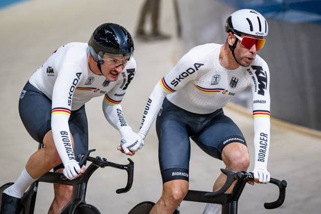 AUGENSTEIN Moritz, KLUGE Roger: UEC Track cycling, Rad, Radsport, Bahnrad, Bahn European Championships Konya 2026 AUGENSTEIN Moritz - KLUGE Roger ( GER ) Germany Querformat - quer - horizontal - Landscape - Event Veranstaltung: UEC Track Cycling European Championships 2026 - Category Kategorie: Cycling - Track Cycling European Championships - Location Ort: Asia - Türkiye - Konya - Discipline: Madison - Category: Elite Men - Distance: 50 km - Date Datum: 05.02.2026 Thursday Day 5 -