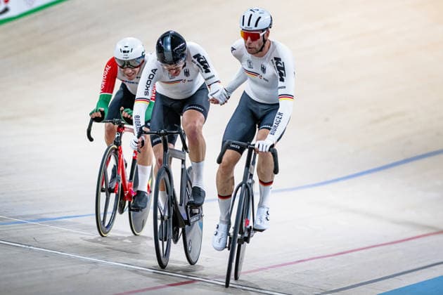 AUGENSTEIN Moritz, KLUGE Roger: UEC Track cycling, Rad, Radsport, Bahnrad, Bahn European Championships Konya 2026 AUGENSTEIN Moritz - KLUGE Roger ( GER ) Germany Querformat - quer - horizontal - Landscape - Event Veranstaltung: UEC Track Cycling European Championships 2026 - Category Kategorie: Cycling - Track Cycling European Championships - Location Ort: Asia - Türkiye - Konya - Discipline: Madison - Category: Elite Men - Distance: 50 km - Date Datum: 05.02.2026 Thursday Day 5 -