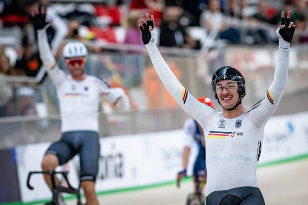 AUGENSTEIN Moritz, KLUGE Roger: UEC Track cycling, Rad, Radsport, Bahnrad, Bahn European Championships Konya 2026 AUGENSTEIN Moritz - KLUGE Roger ( GER ) Germany Querformat - quer - horizontal - Landscape - Event Veranstaltung: UEC Track Cycling European Championships 2026 - Category Kategorie: Cycling - Track Cycling European Championships - Location Ort: Asia - Türkiye - Konya - Discipline: Madison - Category: Elite Men - Distance: 50 km - Date Datum: 05.02.2026 Thursday Day 5 -
