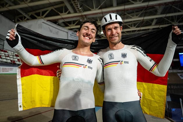 AUGENSTEIN Moritz, KLUGE Roger: UEC Track cycling, Rad, Radsport, Bahnrad, Bahn European Championships Konya 2026 AUGENSTEIN Moritz - KLUGE Roger ( GER ) Germany Querformat - quer - horizontal - Landscape - Event Veranstaltung: UEC Track Cycling European Championships 2026 - Category Kategorie: Cycling - Track Cycling European Championships - Location Ort: Asia - Türkiye - Konya - Discipline: Madison - Category: Elite Men - Distance: 50 km - Date Datum: 05.02.2026 Thursday Day 5 -