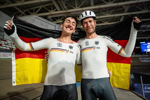 AUGENSTEIN Moritz, KLUGE Roger: UEC Track cycling, Rad, Radsport, Bahnrad, Bahn European Championships Konya 2026 AUGENSTEIN Moritz - KLUGE Roger ( GER ) Germany Querformat - quer - horizontal - Landscape - Event Veranstaltung: UEC Track Cycling European Championships 2026 - Category Kategorie: Cycling - Track Cycling European Championships - Location Ort: Asia - Türkiye - Konya - Discipline: Madison - Category: Elite Men - Distance: 50 km - Date Datum: 05.02.2026 Thursday Day 5 -