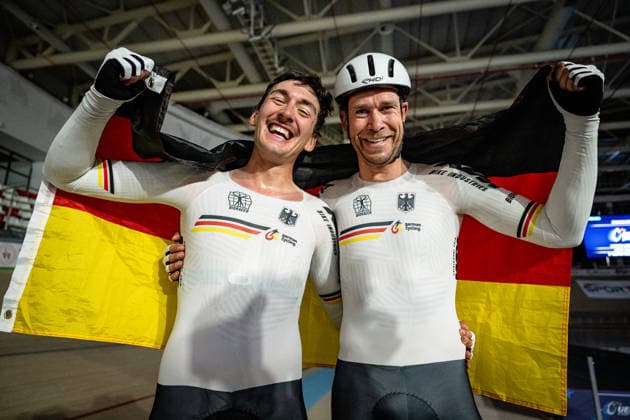 AUGENSTEIN Moritz, KLUGE Roger: UEC Track cycling, Rad, Radsport, Bahnrad, Bahn European Championships Konya 2026 AUGENSTEIN Moritz - KLUGE Roger ( GER ) Germany Querformat - quer - horizontal - Landscape - Event Veranstaltung: UEC Track Cycling European Championships 2026 - Category Kategorie: Cycling - Track Cycling European Championships - Location Ort: Asia - Türkiye - Konya - Discipline: Madison - Category: Elite Men - Distance: 50 km - Date Datum: 05.02.2026 Thursday Day 5 -