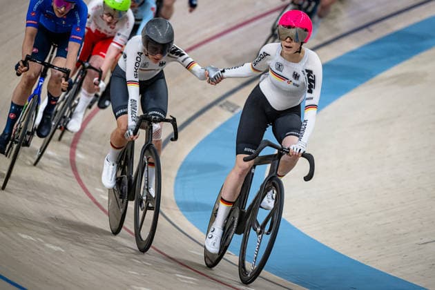 TEUTENBERG Lea Lin, REIßNER Lena Charlotte: UEC Track cycling, Rad, Radsport, Bahnrad, Bahn European Championships Konya 2026 TEUTENBERG Lea Lin - REIßNER Lena Charlotte ( GER ) Geermany Querformat - quer - horizontal - Landscape - Event Veranstaltung: UEC Track Cycling European Championships 2026 - Category Kategorie: Cycling - Track Cycling European Championships - Location Ort: Asia - Türkiye - Konya - Discipline: Madison - Category: Elite Women - Distance: 30 km - Date Datum: 05.02.2026 Thursday Day 5 -