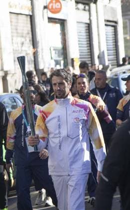 Milan, Olympic Village, Milan Cortina 2026 Olympic Games, Olympische Spiele, Olympia, OS - the journey of the Olympic Flame of the XXV Winter Olympic Games Tony Estanguet carries the Olympic torch at the Olympic Village during the journey of the Olympic torch to Milan for the Milan Cortina 2026 Winter Olympics. Milan, Italy, February 05, 2026. Photo by Francesco Enriquez IPA ABACAPRESS.COM Milan Italy  Copyright: xIPA ABACAx