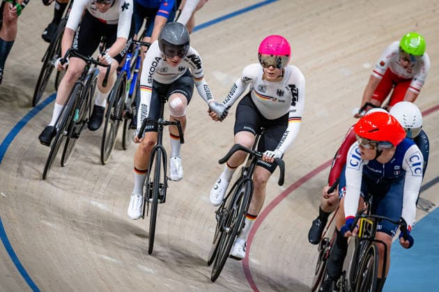 TEUTENBERG Lea Lin, REIßNER Lena Charlotte: UEC Track cycling, Rad, Radsport, Bahnrad, Bahn European Championships Konya 2026 TEUTENBERG Lea Lin - REIßNER Lena Charlotte ( GER ) Geermany Querformat - quer - horizontal - Landscape - Event Veranstaltung: UEC Track Cycling European Championships 2026 - Category Kategorie: Cycling - Track Cycling European Championships - Location Ort: Asia - Türkiye - Konya - Discipline: Madison - Category: Elite Women - Distance: 30 km - Date Datum: 05.02.2026 Thursday Day 5 -