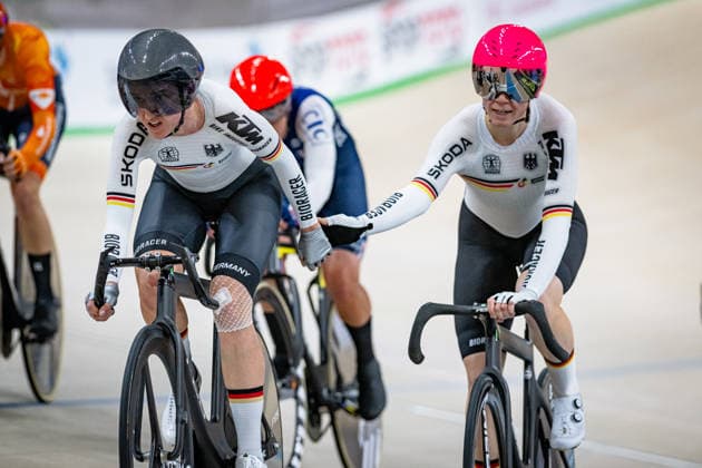 TEUTENBERG Lea Lin, REIßNER Lena Charlotte: UEC Track cycling, Rad, Radsport, Bahnrad, Bahn European Championships Konya 2026 TEUTENBERG Lea Lin - REIßNER Lena Charlotte ( GER ) Geermany Querformat - quer - horizontal - Landscape - Event Veranstaltung: UEC Track Cycling European Championships 2026 - Category Kategorie: Cycling - Track Cycling European Championships - Location Ort: Asia - Türkiye - Konya - Discipline: Madison - Category: Elite Women - Distance: 30 km - Date Datum: 05.02.2026 Thursday Day 5 -