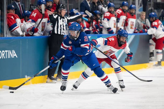 United States v Czech Republic - Winter Olympics 2026 Women s Hockey Game Knight Hilary (USA) and Tejralova Aneta (CZE) participate in the Winter Olympic Games, Olympische Spiele, Olympia, OS at the Milano Rho Ice hockey, Eishockey Arena in Milano, Italy, on February 5, 2026 Milano Lombardia Italy  Copyright: xFedericoxManonix originalFilename:manoni-icehocke260205_npkFk.jpg