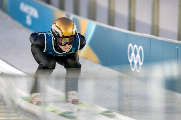 OLYMPICS - Winter Olympic Games, Olympische Spiele, Olympia, OS Milano Cortina 2026 VAL DI FIEMME,ITALY,05.FEB.26 - OLYMPICS, Ski jumping, Skispringen, Ski, nordisch - Winter Olympic Games Milano Cortina 2026, preview, normal hill, training, women. Image shows Emma Chervet (FRA).  GEPAxpictures xMatthiasxTrinkl