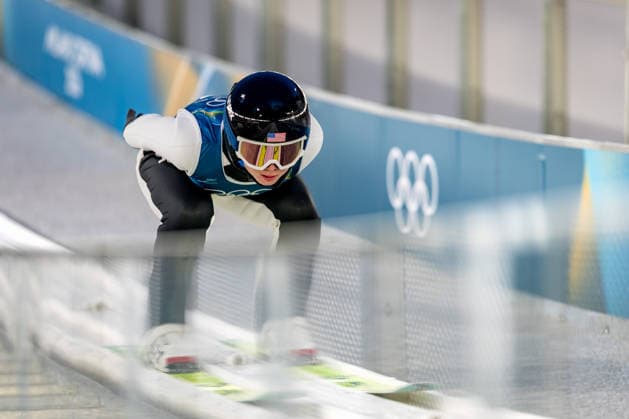 OLYMPICS - Winter Olympic Games, Olympische Spiele, Olympia, OS Milano Cortina 2026 VAL DI FIEMME,ITALY,05.FEB.26 - OLYMPICS, Ski jumping, Skispringen, Ski, nordisch - Winter Olympic Games Milano Cortina 2026, preview, normal hill, training, women. Image shows Annika Belshaw (USA).  GEPAxpictures xMatthiasxTrinkl
