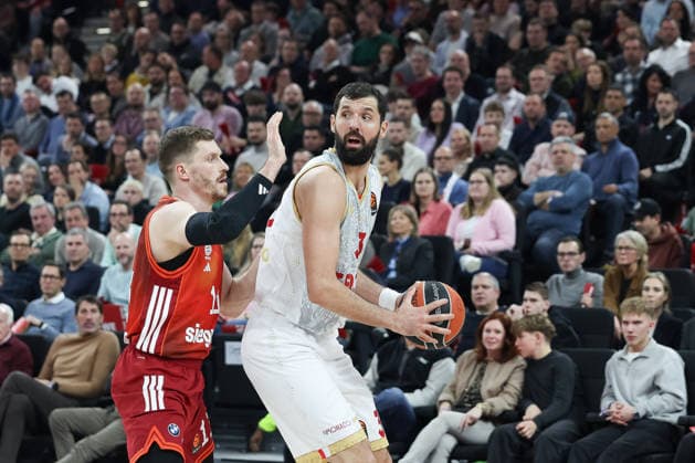 Nikola Mirotic (AS Monaco, 33) mit Andreas Obst (FC Bayern Basketball, 13), GER, FC Bayern Basketball vs. AS Monaco, Basketball, Euroleague, 27. Spieltag, Saison 2025 2026, 05.02.2026, GER, FC Bayern Basketball vs. AS Monaco, Basketball, Euroleague, 27. Spieltag, Saison 2025 2026, 05.02.2026 Muenchen Copyright: xEibner-Pressefoto JennixMaulx EP_JML