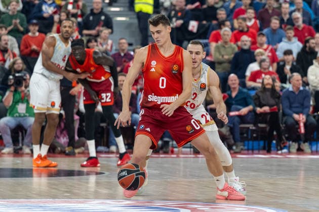 Neno Dimitrijevic 0 (FC Bayern Basketball), Terry Tarpey 22 (AS Monaco Basket), FC Bayern Basketball vs. AS Monaco Basket, EuroLeague 27. Spieltag, 05.02.2026 Muenchen Bayern Deutschland