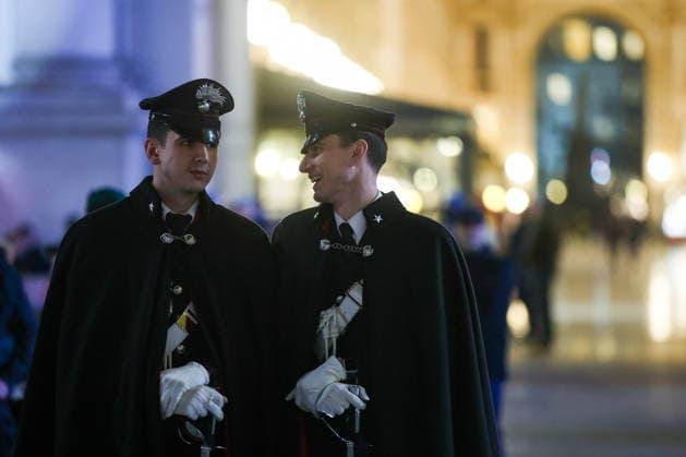 ITALY, MILAN - FEBRUARY 5, 2026: Carabinieri on patrol during a ceremony marking the arrival of the Milano Cortina 2026 Olympic Flame at Piazza del Duomo. The two-month Olympic Torch Relay, which started in December 2025, followed a 12,000 km route across Italy finally reaching Milan on 5 February 2026 2026 Winter Olympics: Olympic Torch Arrives In Milan  - ZUMAt113 20260205_zaa_t113_434 Copyright: xPeterxKovalevx
