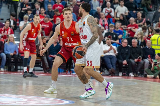 Justus Hollatz 21 (FC Bayern Basketball), Mike James 55 (AS Monaco Basket), FC Bayern Basketball vs. AS Monaco Basket, EuroLeague 27. Spieltag, 05.02.2026 Muenchen Bayern Deutschland