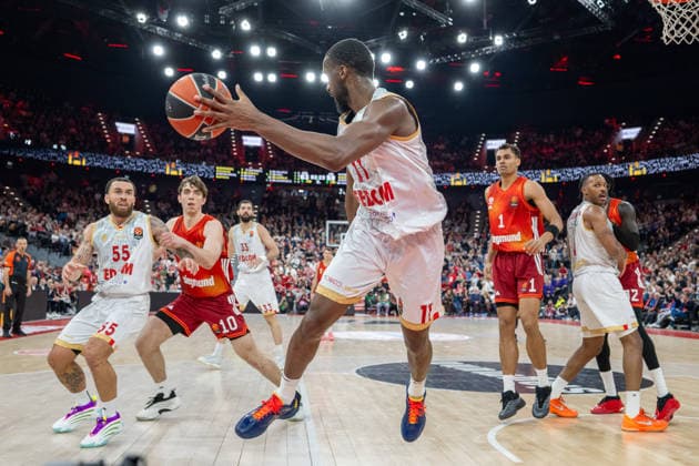 Mike James 55 (AS Monaco Basket), Justin Jessup 10 (FC Bayern Basketball), Alpha Diallo 11 (AS Monaco Basket), Oscar da Silva 1 (FC Bayern Basketball), FC Bayern Basketball vs. AS Monaco Basket, EuroLeague 27. Spieltag, 05.02.2026 Muenchen Bayern Deutschland