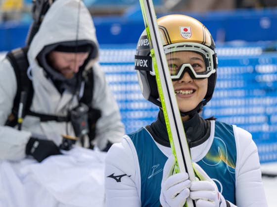 OLYMPICS - Winter Olympic Games, Olympische Spiele, Olympia, OS Milano Cortina 2026 VAL DI FIEMME,ITALY,06.FEB.26 - OLYMPICS, Ski jumping, Skispringen, Ski, nordisch - Winter Olympic Games Milano Cortina 2026, preview, normal hill, training, women. Image shows Nozomi Maruyama (JPN).  GEPAxpictures xOliverxLerch