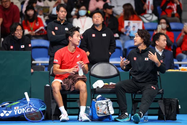 (L-R) Shintaro Mochizuki, Go Soeda (JPN), FEBRUARY 6, 2026 - Tennis : 2026 Davis Cup Final Qualifier Round 1 between Japan - Austria at Ariake Colosseum, Tokyo, Japan. Noxthirdxpartyxsales  aflo_318664184