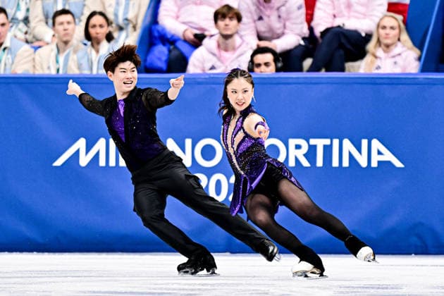 Utana YOSHIDA & Masaya MORITA (JPN), during Team Event - Ice Dance Rhythm Dance, at the Olympic Winter games, Winterspiele,Spiele, Summer games Milano Cortina 2026, at Milano Ice Skating Arena, on February 6, 2026 in Milan, Italy. Noxthirdxpartyxsales  aflo_318669252
