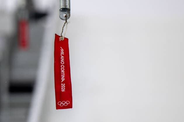 OLYMPICS - Winter Olympic Games, Olympische Spiele, Olympia, OS Milano Cortina 2026 VAL DI FIEMME,ITALY,06.FEB.26 - OLYMPICS, Ski jumping, Skispringen, Ski, nordisch - Winter Olympic Games Milano Cortina 2026, preview, normal hill, training, women. Image shows a windflag.  GEPAxpictures xOliverxLerch