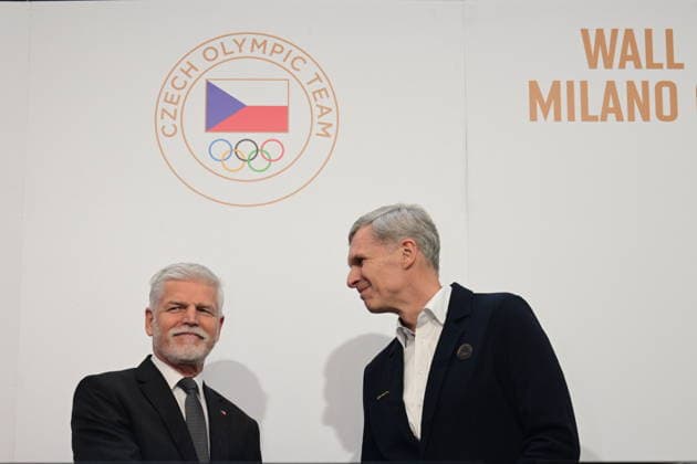 Czech President Petr Pavel (left) and President of the Czech Olympic Committee (COV) Jiri Kejval (right) officially opened Czech House at Olympic Games, Olympische Spiele, Olympia, OS in Milan, Italy, on February 6, 2026. (CTKxPhoto MichalxKamaryt) CTKPhotoP2026020604663  CTKPhotoP2026020604663