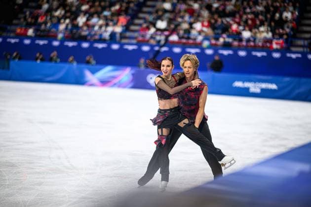 MILANO, ITALY - 6 FEBRUARY, 2026: GEO, DAVIS Diana, SMOLKIN Gleb - Olympics, Figure skating, Eiskunstlauf Team Event Ice Dance - Rhythm Dance  Copyright: xVITALIIxKLIUIEVx