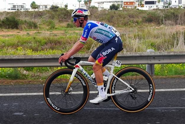 Belgian Remco Evenepoel of Red Bull-BORA-hansgrohe pictured in action during stage 3 of the 2026 Volta Comunitat Valenciana, Tour of Valencia cycling race, a race from Orihuela to San Vicente del Raspeig (158,2 km), on Friday 06 February 2026 in Spain. The race takes place from 4 to 8 February and runs through the three provinces of the Valencian Community. JOMAxGARCIA  x161513293x