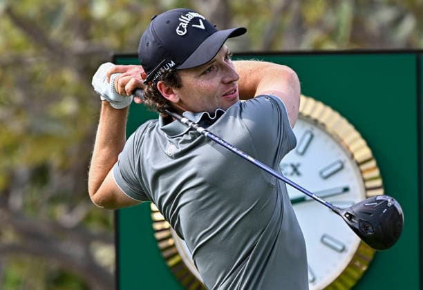 QATAR MASTERS 2026- SECOND ROUND Stefano Mazzoli of Italy tees off on the 10th hole during second round of the Qatar Masters 2026 golf tournament at the Doha Golf Club on February 06, 2026. DOHA Qatar Copyright: xNOUSHADx