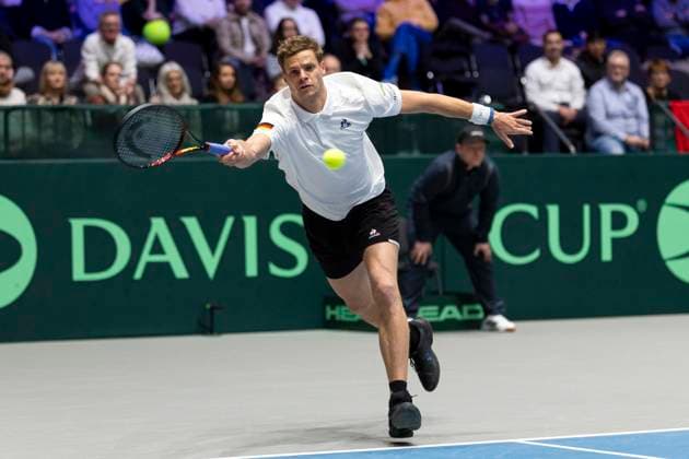 Davis Cup: Deutschland - Peru, 06.02.2026 Yannick Hanfmann (GER) während des Davis Cup Davis Cup: Deutschland - Peru im CASTELLO am February 6, 2026 in Duesseldorf, Germany. Copyright: xBEAUTIFULxSPORTS KennyxBeelex