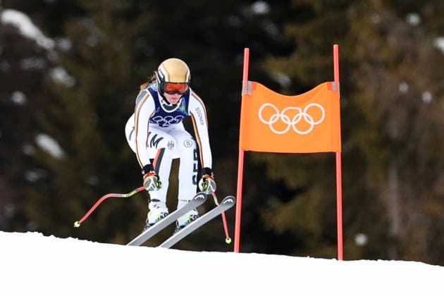 Olympische Winterspiele Milano Cortina 2026 Frauen Abfahrt 2. Offizielles Training am 06.02.2026 im Tofane Alpine Skiing Centre in Cortina d™Ampezzo Emma Aicher ( Deutschland ) *** Olympic Winter Games Milano Cortina 2026 Women Downhill 2 Official training on 06 02 2026 at the Tofane Alpine Skiing Center in Cortina d™Ampezzo Emma Aicher Germany xMSx