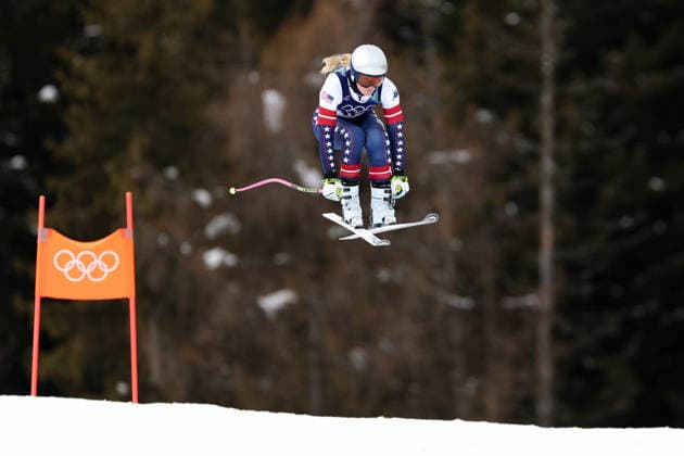Olympische Winterspiele Milano Cortina 2026 Frauen Abfahrt 2. Offizielles Training am 06.02.2026 im Tofane Alpine Skiing Centre in Cortina d™Ampezzo Lindsey Vonn ( USA ) *** Olympic Winter Games Milano Cortina 2026 Women Downhill 2 Official training on 06 02 2026 at the Tofane Alpine Skiing Center in Cortina d™Ampezzo Lindsey Vonn USA xMSx