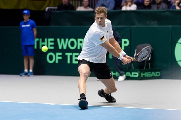 Davis Cup: Deutschland - Peru, 06.02.2026 Yannick Hanfmann (GER) während des Davis Cup Davis Cup: Deutschland - Peru im CASTELLO am February 6, 2026 in Duesseldorf, Germany. Copyright: xBEAUTIFULxSPORTS KennyxBeelex