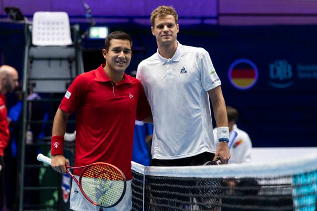 Davis Cup: Deutschland - Peru, 06.02.2026 Yannick Hanfmann (GER) vs. Gonzalo Bueno (PER) während des Davis Cup Davis Cup: Deutschland - Peru im CASTELLO am February 6, 2026 in Duesseldorf, Germany. Copyright: xBEAUTIFULxSPORTS KennyxBeelex