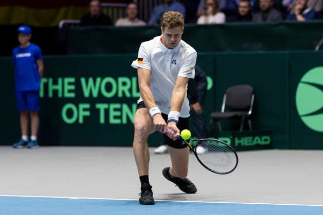 Davis Cup: Deutschland - Peru, 06.02.2026 Yannick Hanfmann (GER) während des Davis Cup Davis Cup: Deutschland - Peru im CASTELLO am February 6, 2026 in Duesseldorf, Germany. Copyright: xBEAUTIFULxSPORTS KennyxBeelex