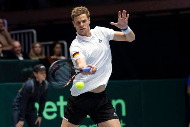 Davis Cup: Deutschland - Peru, 06.02.2026 Yannick Hanfmann (GER) während des Davis Cup Davis Cup: Deutschland - Peru im CASTELLO am February 6, 2026 in Duesseldorf, Germany. Copyright: xBEAUTIFULxSPORTS KennyxBeelex