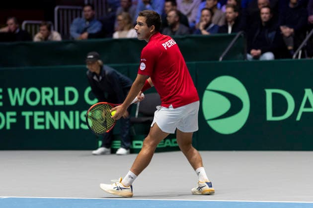 Davis Cup: Deutschland - Peru, 06.02.2026 Gonzalo Bueno (PER) während des Davis Cup Davis Cup: Deutschland - Peru im CASTELLO am February 6, 2026 in Duesseldorf, Germany. Copyright: xBEAUTIFULxSPORTS KennyxBeelex