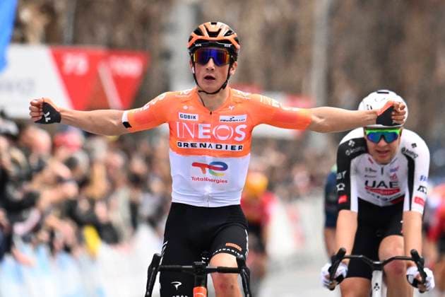 Tour of Valencia 2026 Stage 3 SAN VINCENT DEL RASPEIG, SPAIN - FEBRUARY 06 : August Andrew (USA) of INEOS Grenadiers wins the sprint, third place for Vermeersch Florian (BEL) of UAE Team Emirates - XRG during stage 3 of the 77th edition of Volta a la Comunitat Valenciana an UCI ProSeries 2.Pro cycling road race stage for Men Elite of 158.2 km with start in Orihuela and finish in San Vincent Del Raspeig on February 6, 2026 in San Vincent Del Raspeig, Spain, 06 02 2026 San Vincent Del Raspeig Spain  Copyright: xVincentxKalutx