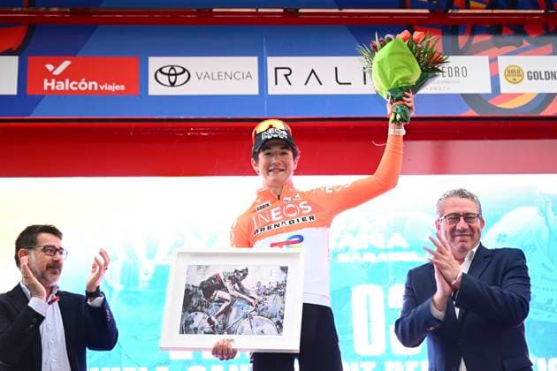 Tour of Valencia 2026 Stage 3 SAN VINCENT DEL RASPEIG, SPAIN - FEBRUARY 06 : August Andrew (USA) of INEOS Grenadiers pictured during the podium ceremony of stage 3 of the 77th edition of Volta a la Comunitat Valenciana an UCI ProSeries 2.Pro cycling road race stage for Men Elite of 158.2 km with start in Orihuela and finish in San Vincent Del Raspeig on February 6, 2026 in San Vincent Del Raspeig, Spain, 06 02 2026 San Vincent Del Raspeig Spain  Copyright: xVincentxKalutx