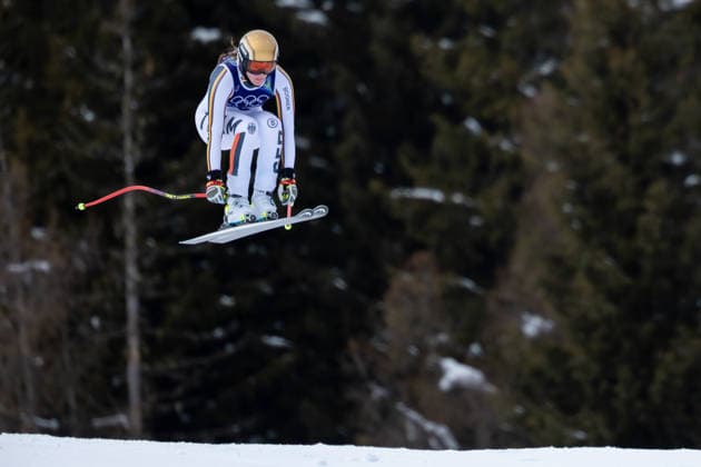 February 6, 2026, Cortina D ampezzo, Belluno, Italy: German Emma Aicher (GER) skis in the WomenÃ¢â‚¬â ¢s Alpine Downhill training run during the 2026 Winter Olympics at the Tofane Alpine Skiing Centre on Friday in Cortina d Ampezzo. Cortina D ampezzo Italy - ZUMAj89_ 20260206_oly_j89_053 Copyright: xPaulxKitagakixJr.x
