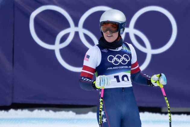 February 6, 2026, Cortina D ampezzo, Belluno, Italy: Americans Lindsey Vonn (USA) reacts with teammate Breezy Johnson (USA) after completing the WomenÃ¢â‚¬â ¢s Alpine Downhill training run during the 2026 Winter Olympics at the Tofane Alpine Skiing Centre on Friday in Cortina d Ampezzo. Cortina D ampezzo Italy - ZUMAj89_ 20260206_oly_j89_058 Copyright: xPaulxKitagakixJr.x