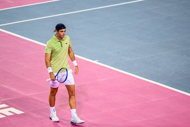 February 6, 2026, Perols, Montpellier, Occitanie, France: Arthur Gea of France during his match against Adrian Mannarino of France at Open Occitanie on February 6, 2026, at Sud de France Arena in Montpellier, France. Perols, Montpellier France - ZUMAc313 20260206_zsp_c313_001 Copyright: xFaresxChafaix