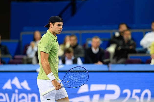 February 6, 2026, Perols, Montpellier, Occitanie, France: Arthur Gea of France during his match against Adrian Mannarino of France at Open Occitanie on February 6, 2026, at Sud de France Arena in Montpellier, France. Perols, Montpellier France - ZUMAc313 20260206_zsp_c313_011 Copyright: xFaresxChafaix