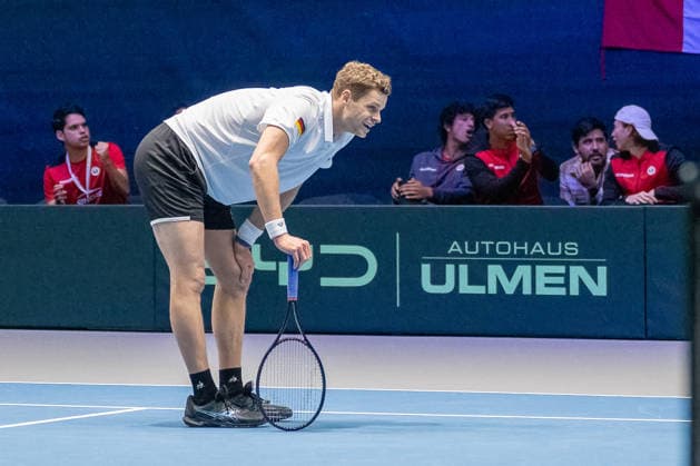 Yannick Hanfmann (Team Deutschland) ist nach einer vergebenen Chance enttaeuscht. Deutschland vs. Peru, Tennis, Davis-Cup, 01. Runde, 06. und 07.02.2026 Deutschland vs. Peru, Tennis, Davis-Cup, 01. Runde, 06. und 07.02.2026 Duesseldorf Copyright: xEibner-Pressefoto ThomasxHaeslerx EP_THR