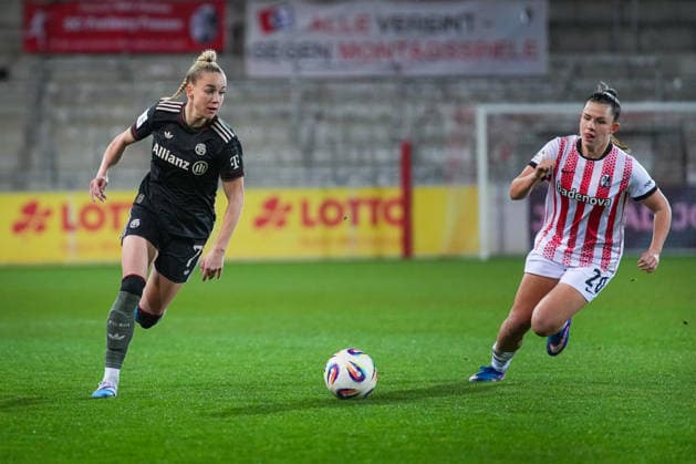 Fussball, Google Pixel Frauen-Bundesliga, 17 .Spieltag, 2025 2026, SC Freiburg vs. FC Bayern München, 06.02.2026, Dreisamstadion, Freiburg,:GIULIA GWINN FC Bayern München, 7) Freiburg Dreisamstadion Baden-Württemberg Deutschland Copyright: xFINLEYxMÖRCHx