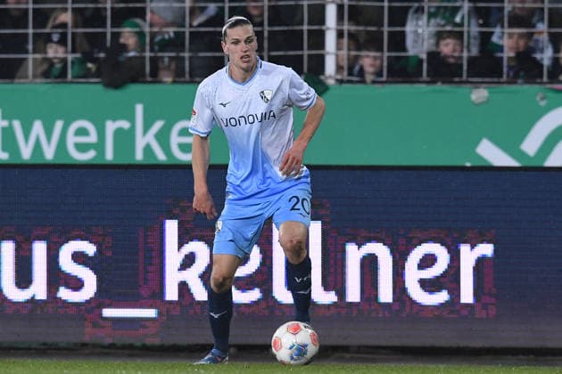 Fußball 2. Bundesliga 21. Spieltag SC Preußen Münster - VfL Bochum am 06.02.2026 im LVM-Preußenstadion in Münster Noah Loosli ( Bochum ) DFL regulations prohibit any use of photographs as image sequences and or quasi-video.
