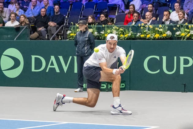 Jan Lennard Struff ( Team Deutschland) beim Return. Deutschland vs. Peru, Tennis, Davis-Cup, 01. Runde, 06. und 07.02.2026 Deutschland vs. Peru, Tennis, Davis-Cup, 01. Runde, 06. und 07.02.2026 Duesseldorf Copyright: xEibner-Pressefoto ThomasxHaeslerx EP_THR