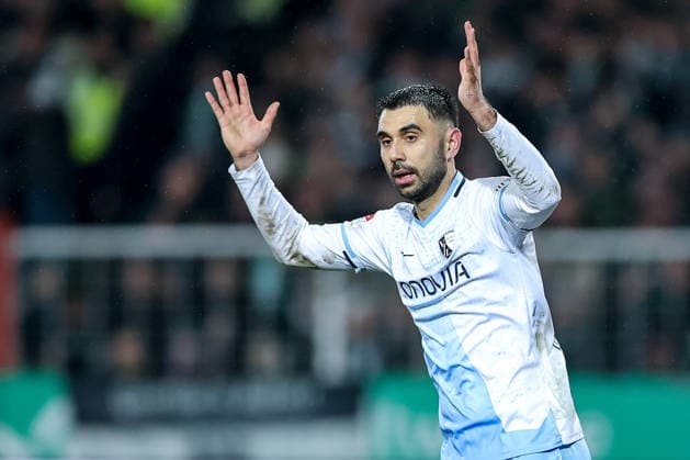 06.02.2025, Fußball, Preußen Münster - VfL Bochum, 2. Fußball Bundesliga, Preußenstadion, 21.Spieltag, Saison 2025 2026: Gerrit Holtmann (VfL Bochum 17) enttäuscht Enttäuschung gestikulierend auf dem Spielfeld DFB regulations prohibit any use of photographs as image sequences and or quasi-video. Nordrhein-Westfalen Deutschland